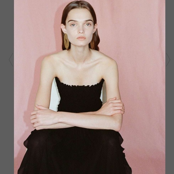 Zara RUCHED STRAPLESS Black DRESS Sz.S - Picture 9 of 13